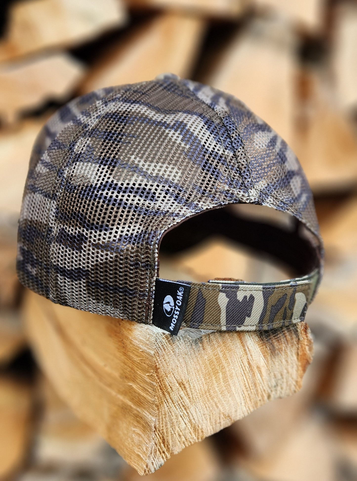 Versa Outdoors Logo Cap in Mossy Oak Bottomland Camo (MESH and SOLID panel designs)