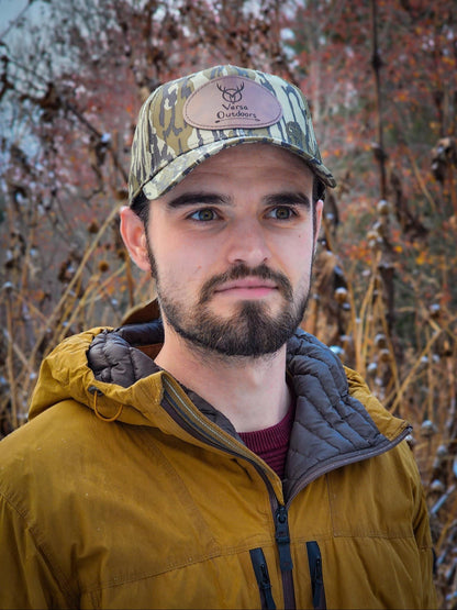 Versa Outdoors Logo Cap in Mossy Oak Bottomland Camo (MESH and SOLID panel designs)