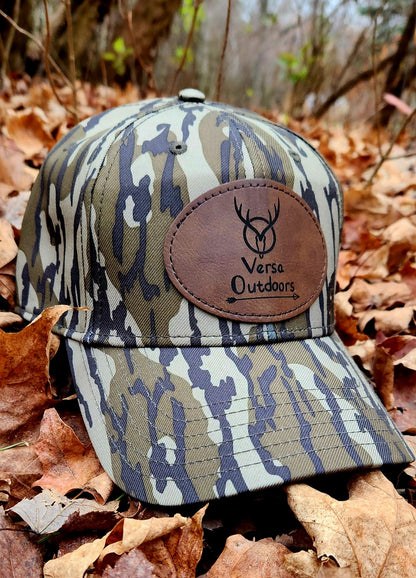 Versa Outdoors Logo Cap in Mossy Oak Bottomland Camo (MESH and SOLID panel designs)