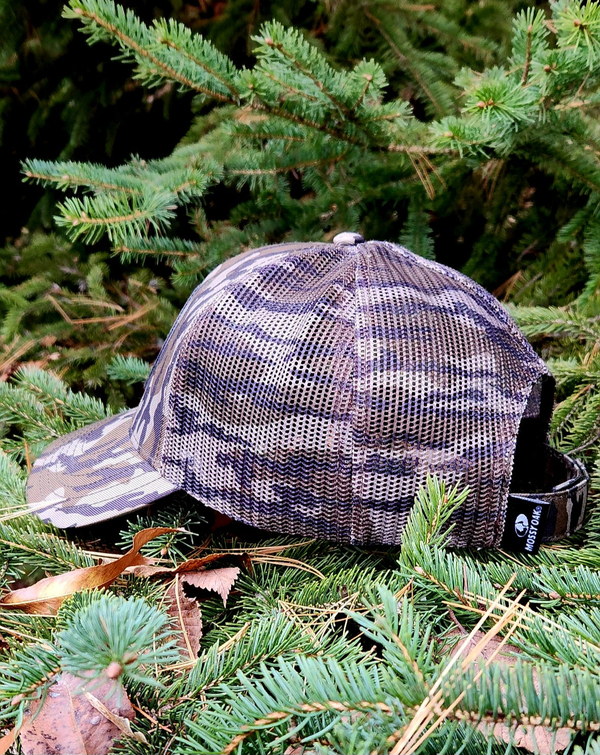 Versa Outdoors Logo Cap in Mossy Oak Bottomland Camo (MESH and SOLID panel designs)